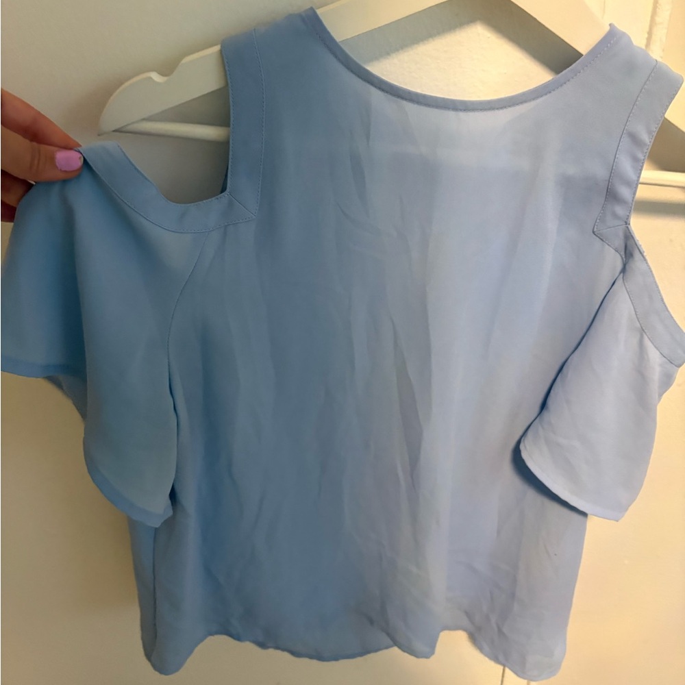 Express Light Blue Cold Shoulder Top